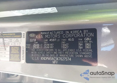 2019 Kia Sportage Lx from USA, damaged, VIN KNDPM3AC5K7627574